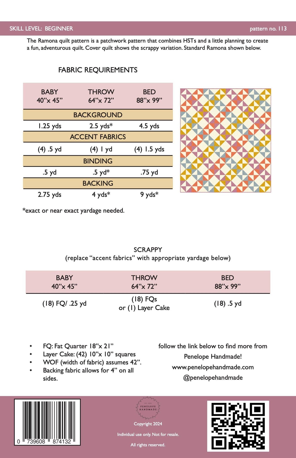 Ramona Quilt Pattern | Paper Version