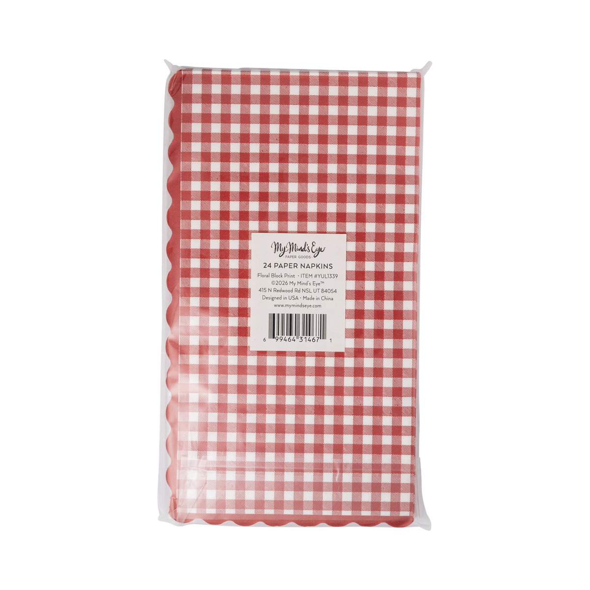YUL1339 - Red Gingham Christmas Paper Dinner Napkins