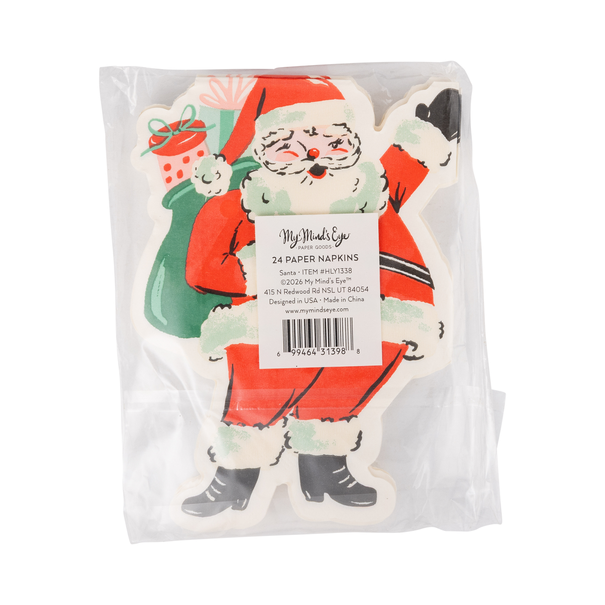 HLY1338 - Vintage Santa Shaped Paper Napkins