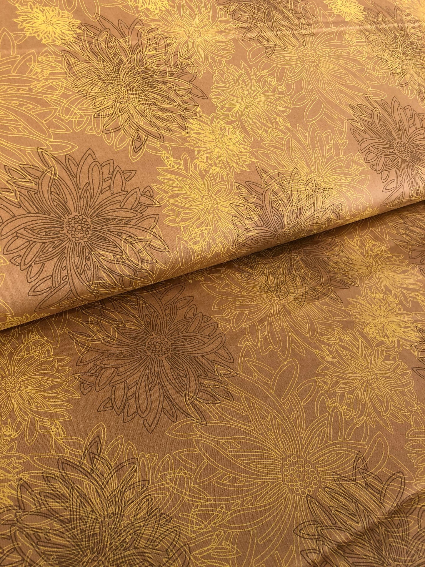 honey-mustard-sunflower-fabric-bonnie-christine-art-gallery-cotton