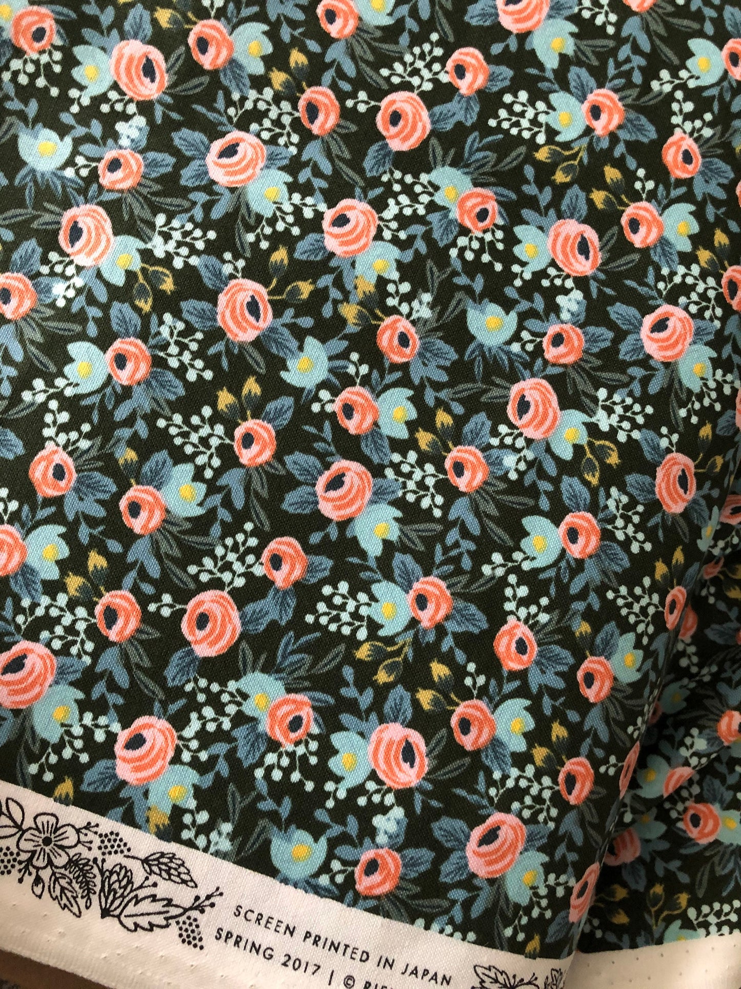 rosa-hunter-menagerie-rifle-paper-co-fabric-cotton-and-steel-floral-fabric-hunter-floral-fabric-by-the-yard