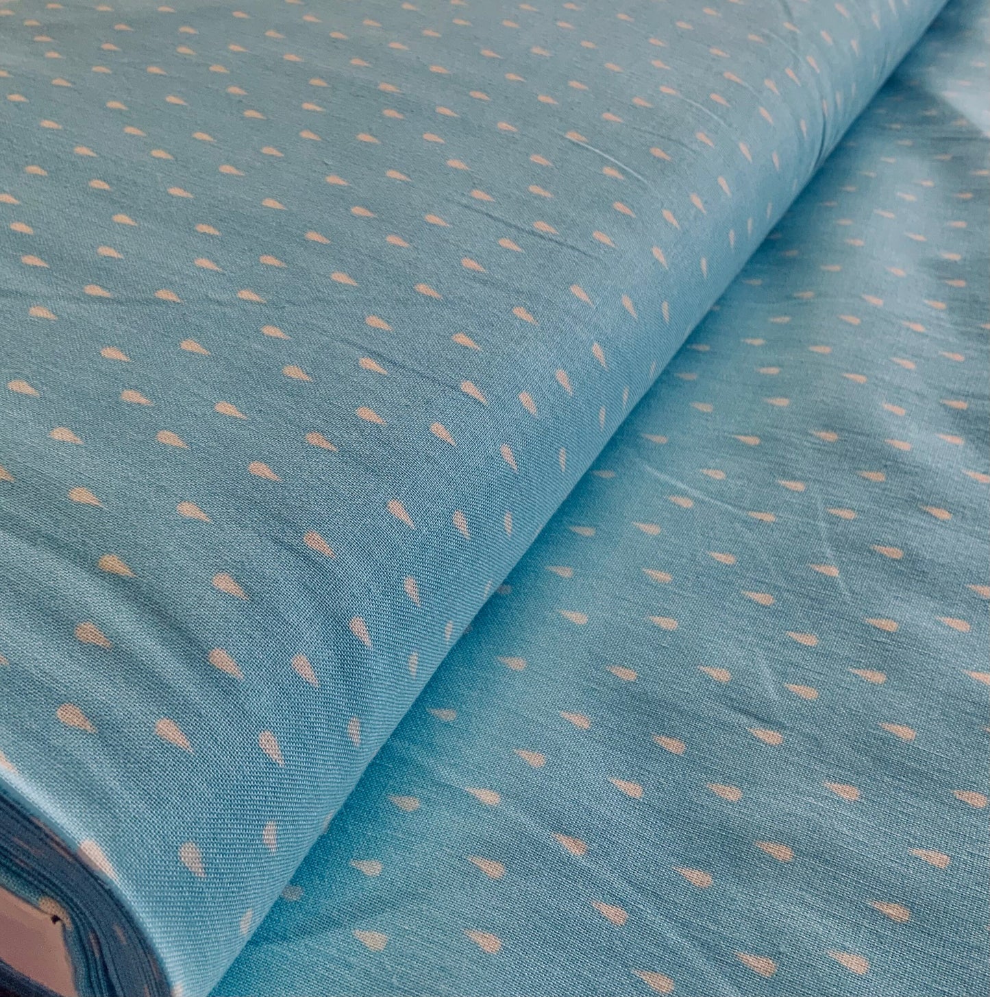 Simple Pleasures sky blue rain cotton fabric by the yard, fat quarter, 1/2 yard dog blue rain blue spring fabric raindrops 90313-42