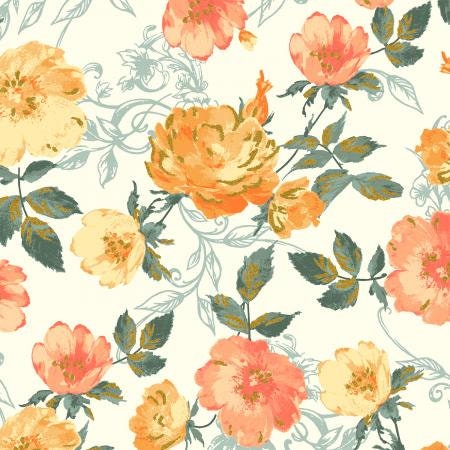 orange-metallic-floral-fabric-summer-rose-cotton-quilting