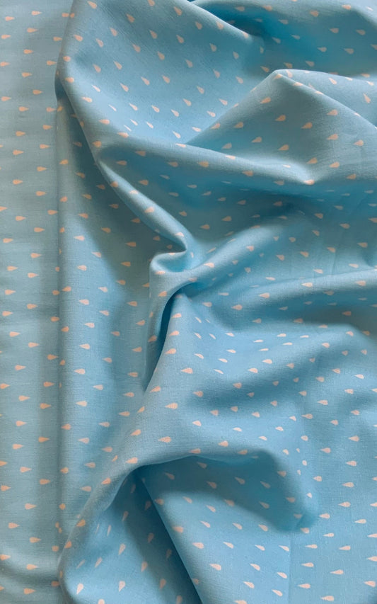 Simple Pleasures sky blue rain cotton fabric by the yard, fat quarter, 1/2 yard dog blue rain blue spring fabric raindrops 90313-42