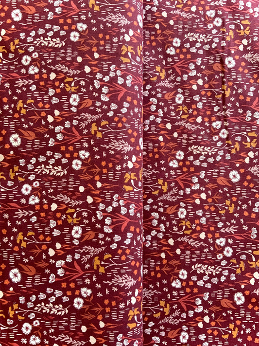 Deep rose floral fabric mini floral fabric HJ201-DR2 Dear Isla - Meadow - Deep Rose Fabric