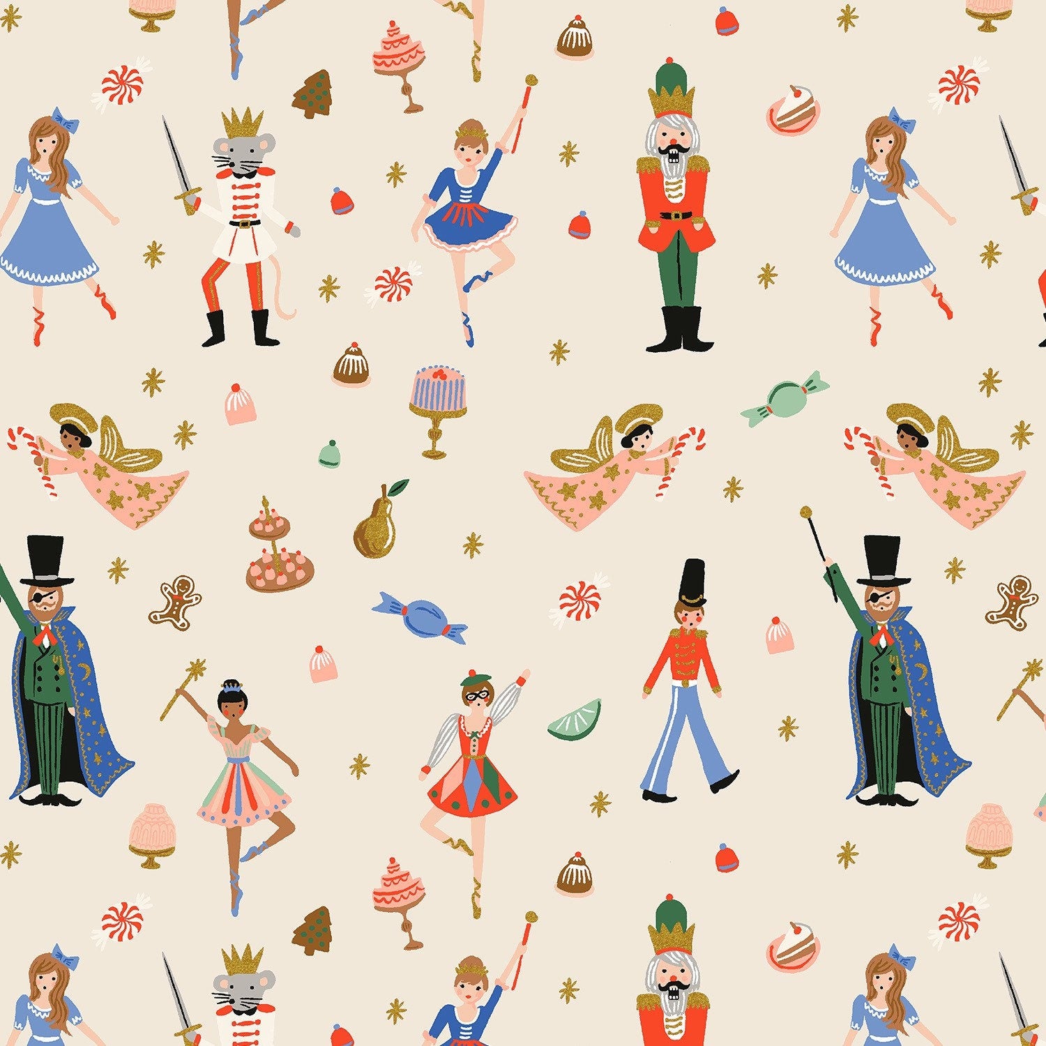 Holiday Classics Rifle Paper Co. Christmas collection holiday fabric nutcracker fabric ballerina fabric Christmas nutcracker Christmas