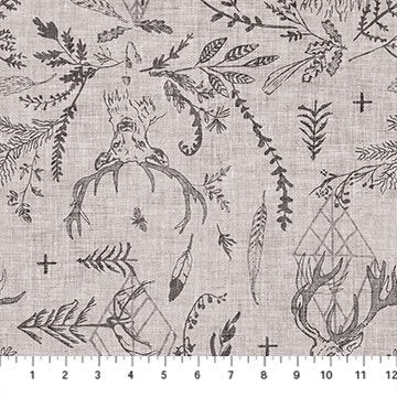 deer-fabric-grey-outline-woodland-print-100-cotton