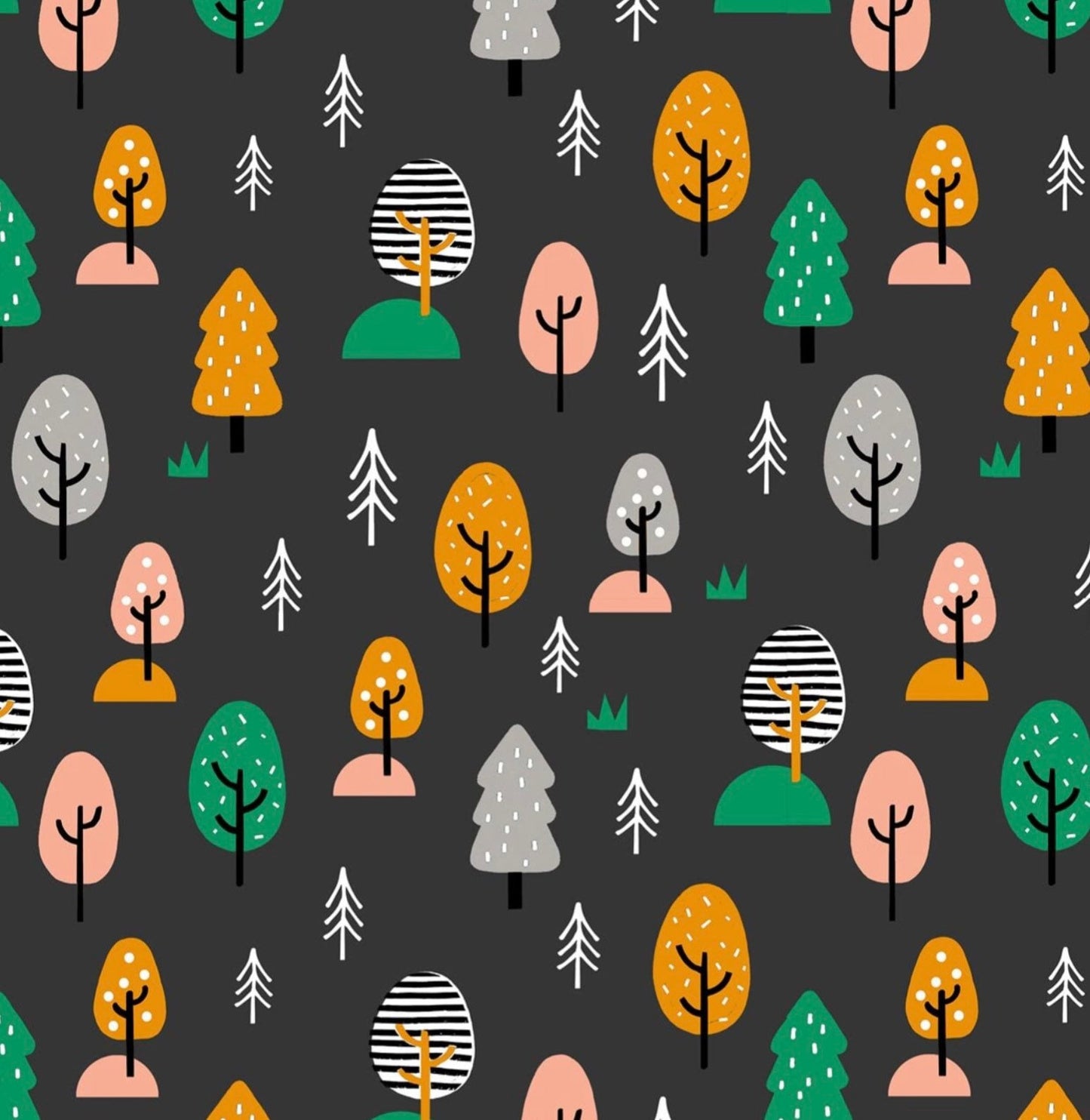 woodland-cotton-fabric-acorn-1862-forest-trees-on-midnight