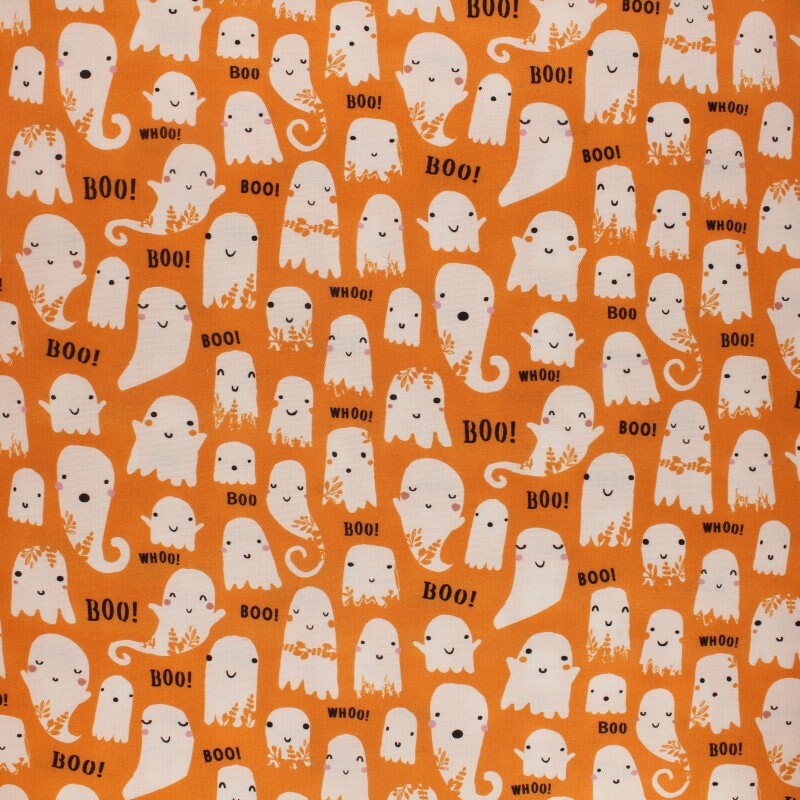 Trick or Treat TRICK2188 Boo Ghosts from Dashwood Studios Halloween Fabric, orange