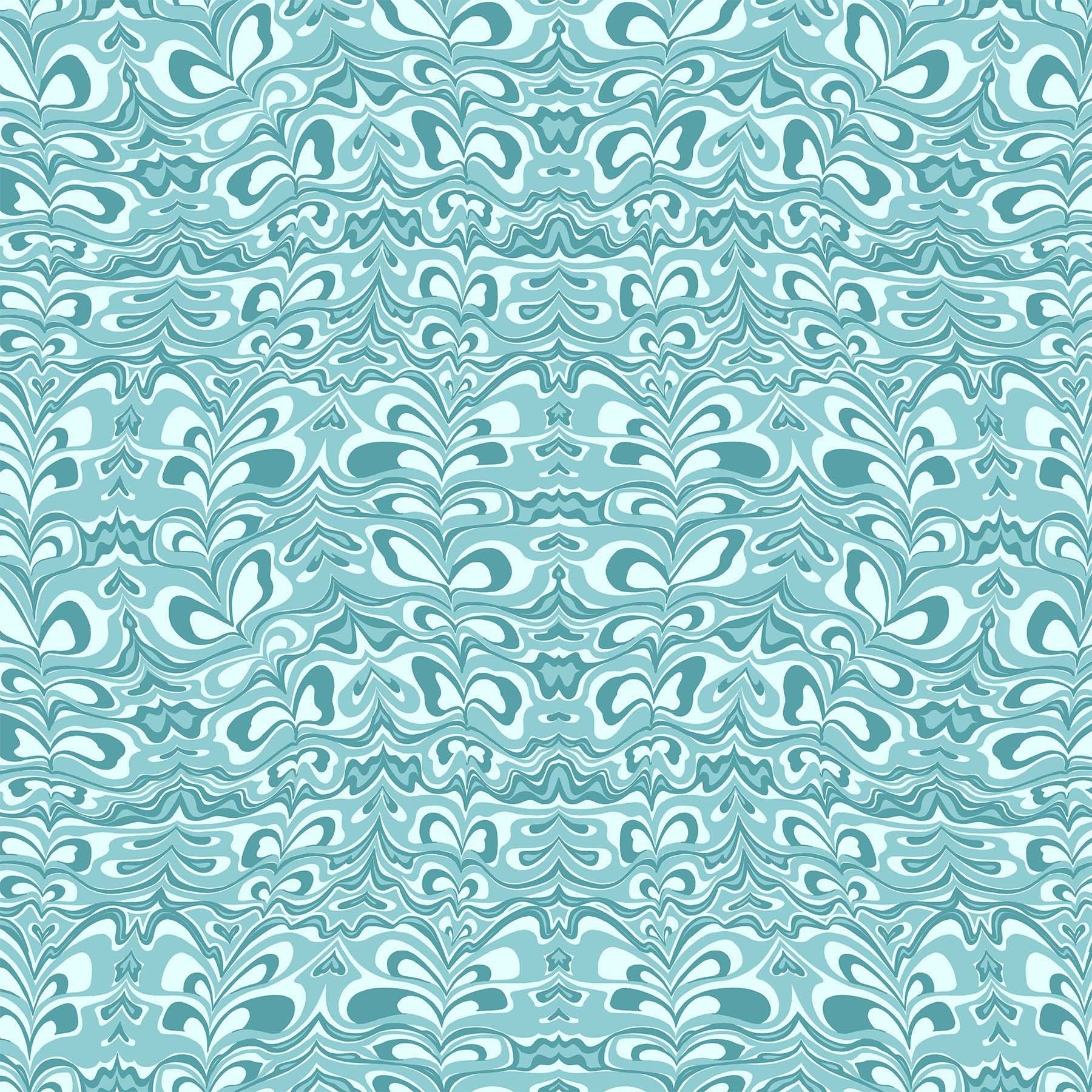 Dreamscape 90571-60 Blue retro vibes lava lamp pattern FIGO FABRICS