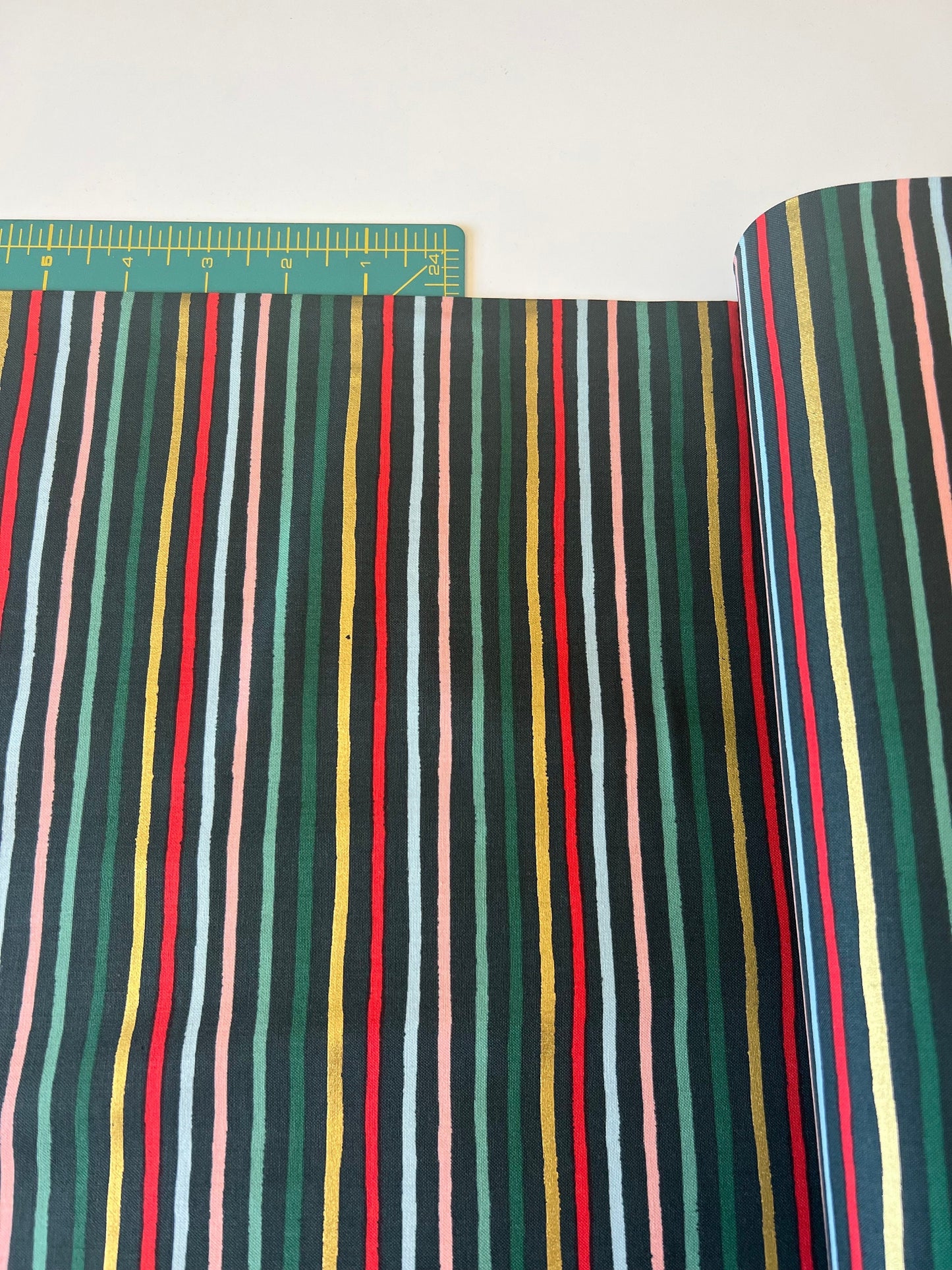 rifle-paper-co-christmas-stripes-fabric-metallic-evergreen-cotton