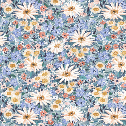 Multi Parisian Garden Floral Fabric Dear Stella Floral Fabric Daisy fabric cotton floral fabric