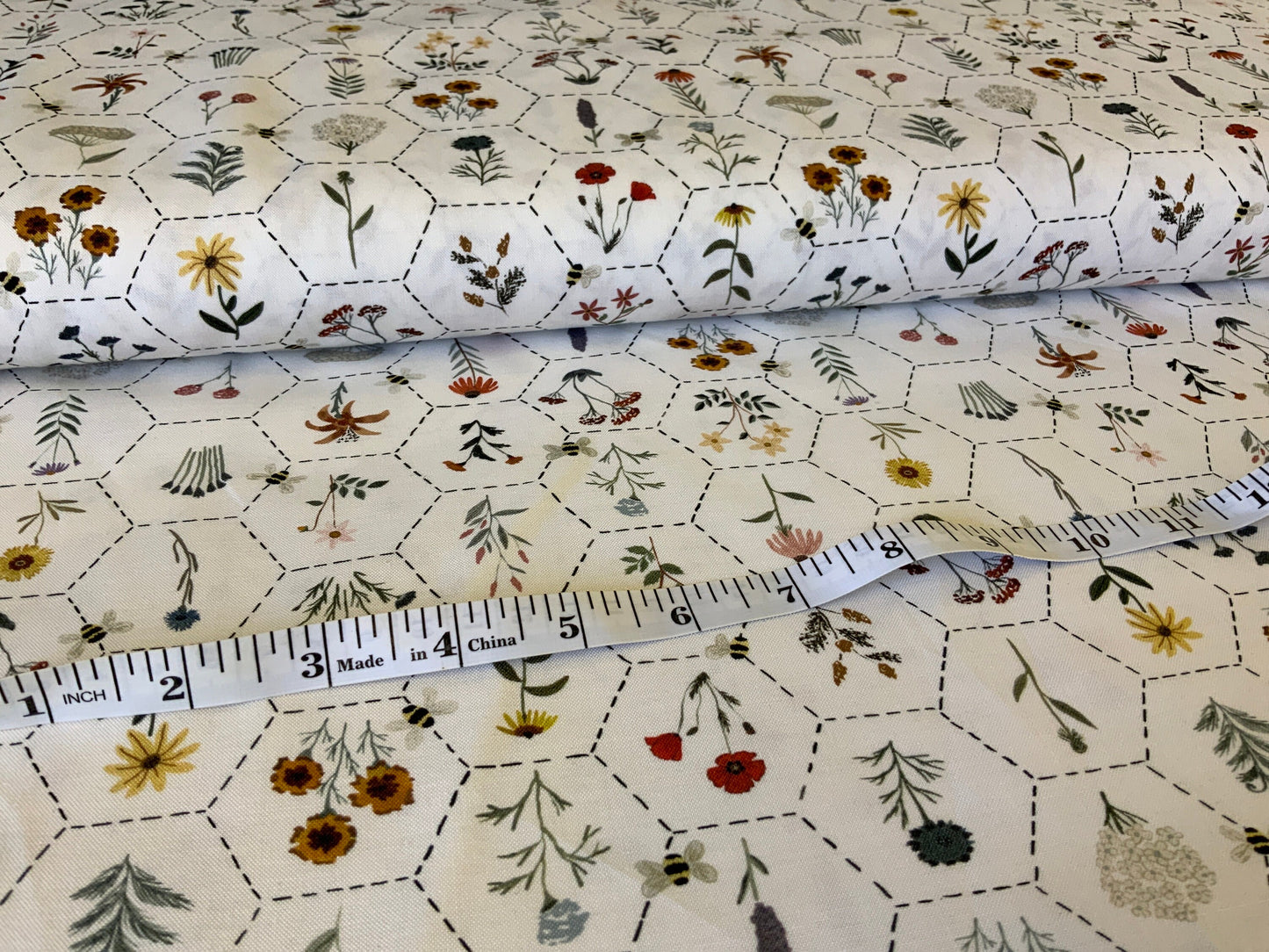 Eden white hexie floral 90730-10 patchwork garden FIGO FABRICS