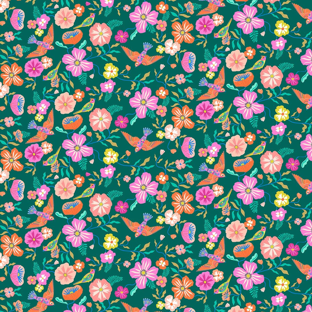 Garden Birds on Green