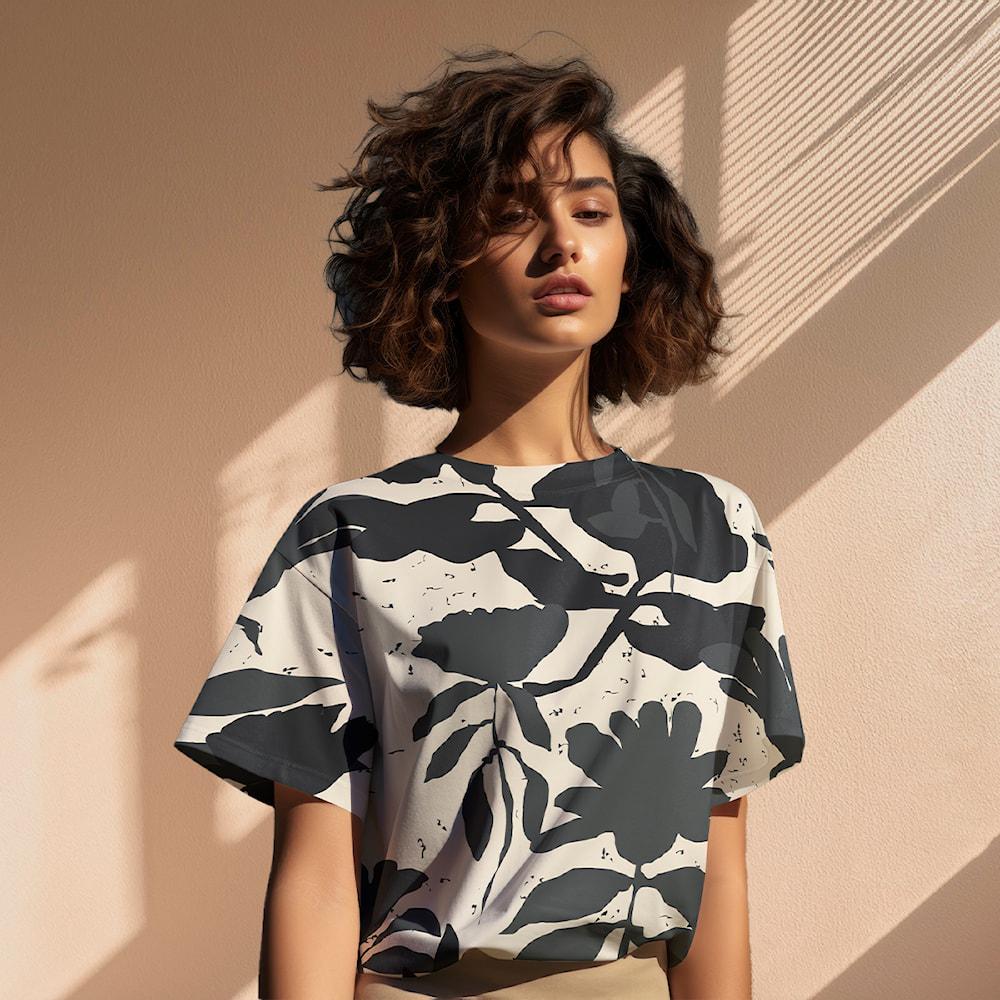 Viscose Apparel Fabric - Light and Lush - Black Floral Design - Apparel sewing Muted Black oversized floral print