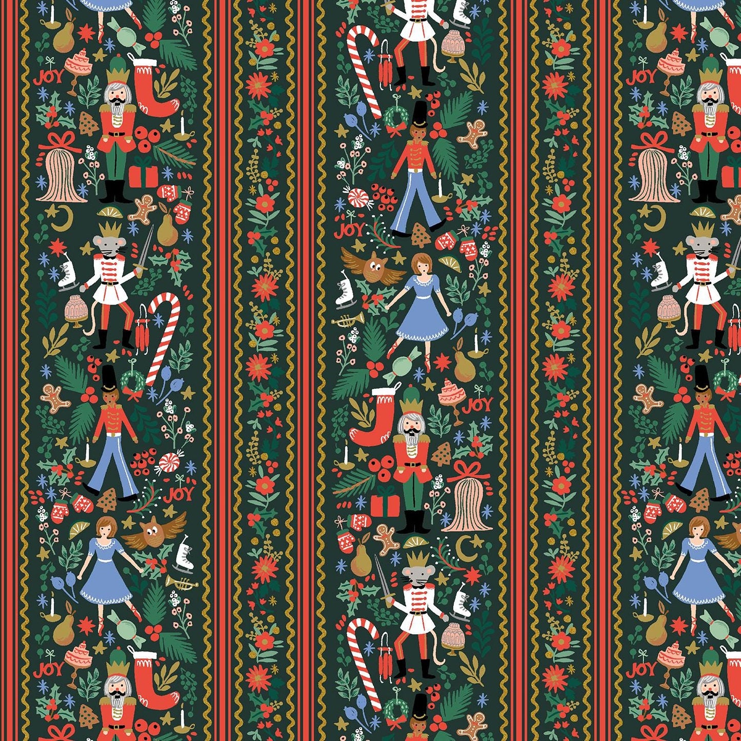 holiday-classics-holly-jolly-nutcracker-evergreen-and-metallic-gold-metallic-fabric-rifle-paper-co-holiday-classics