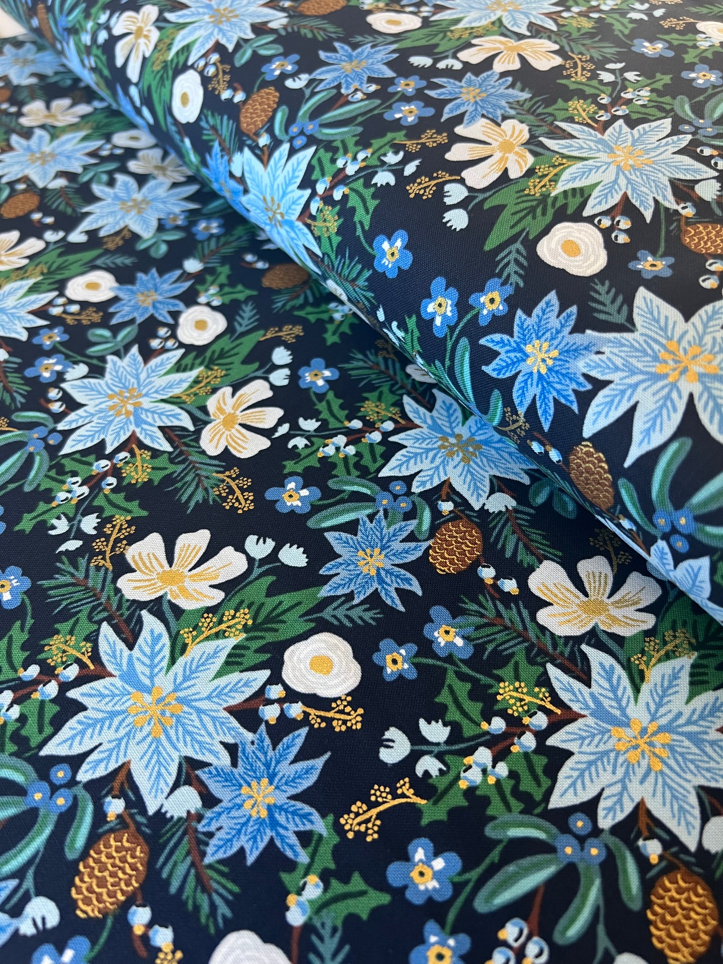 Holiday Classics II Poinsettia Blue Floral