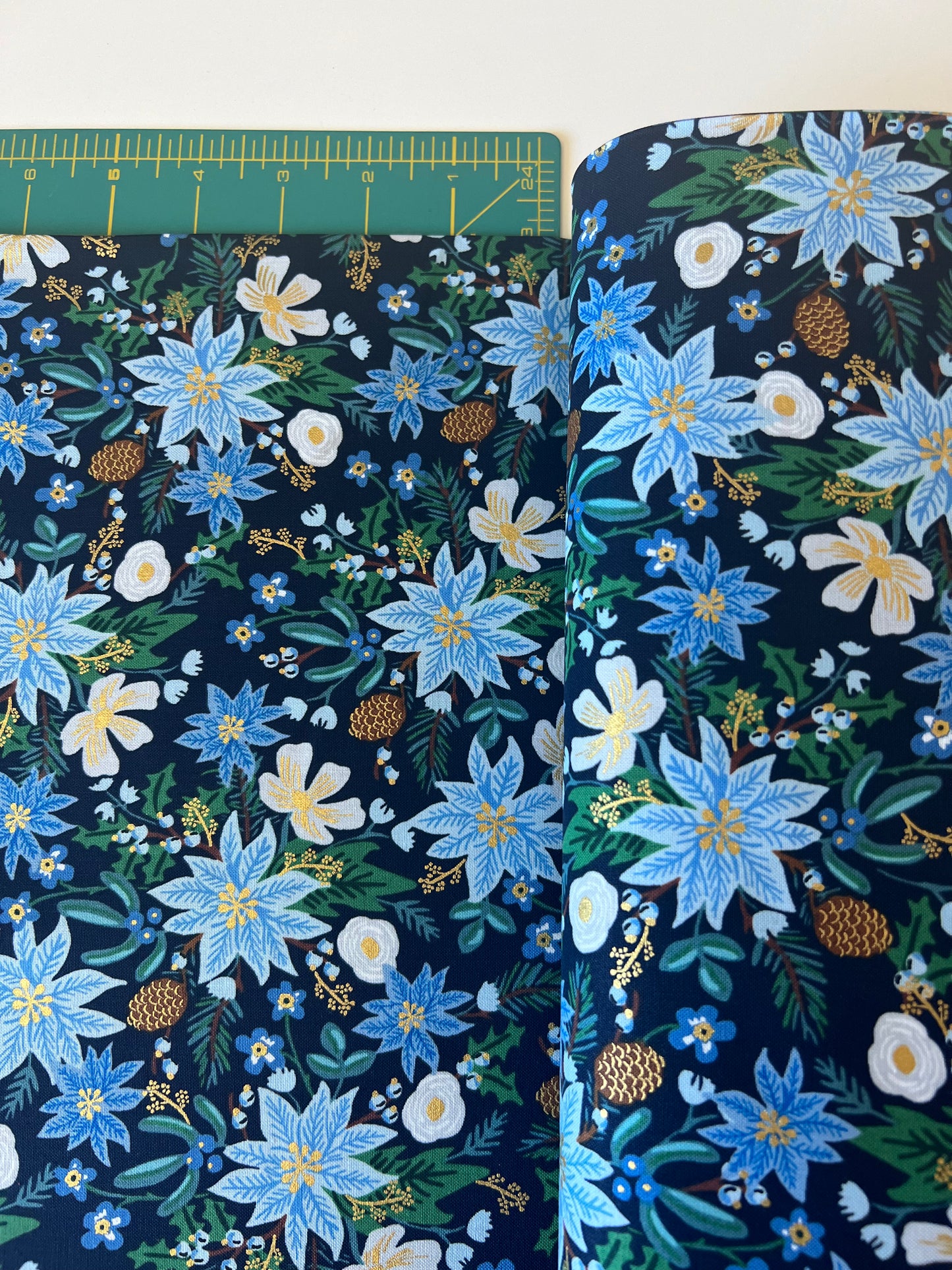Holiday Classics II Poinsettia Blue Floral
