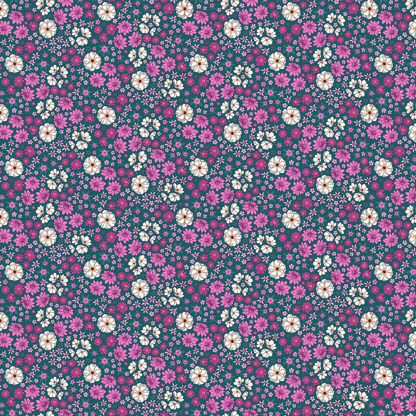 Primavera Green Multi Scattered Floral