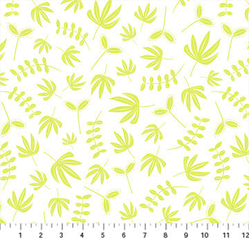 Hand Stitched Leaves Lime Green