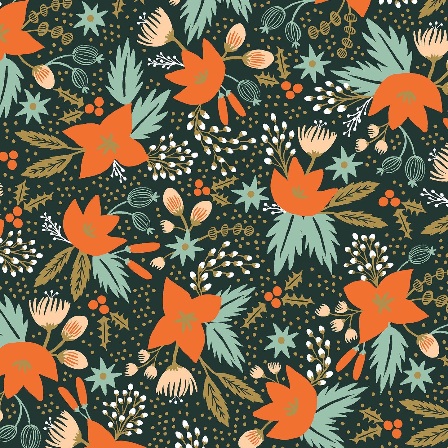 Holiday Classics Poinsettia Evergreen Rayon