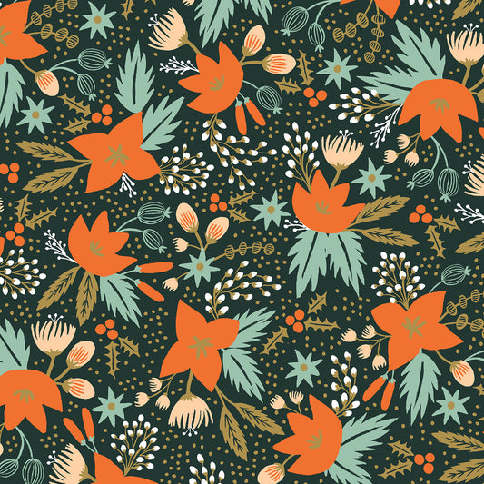 Holiday Classics Poinsettia Evergreen Rayon