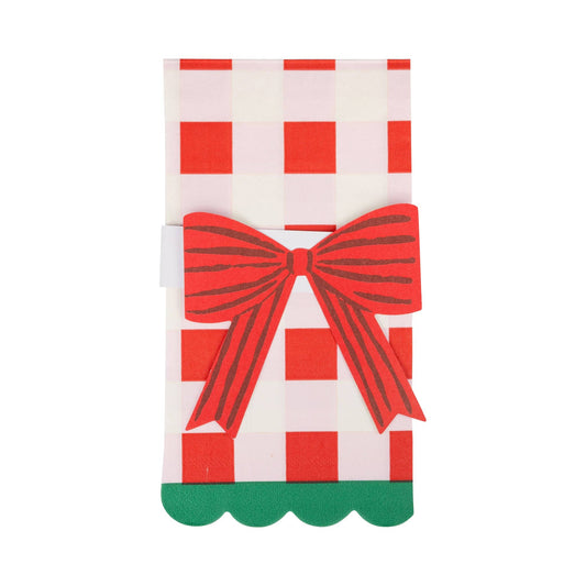 SUG1239 - Plaid Napkin with Bow Paper Ring