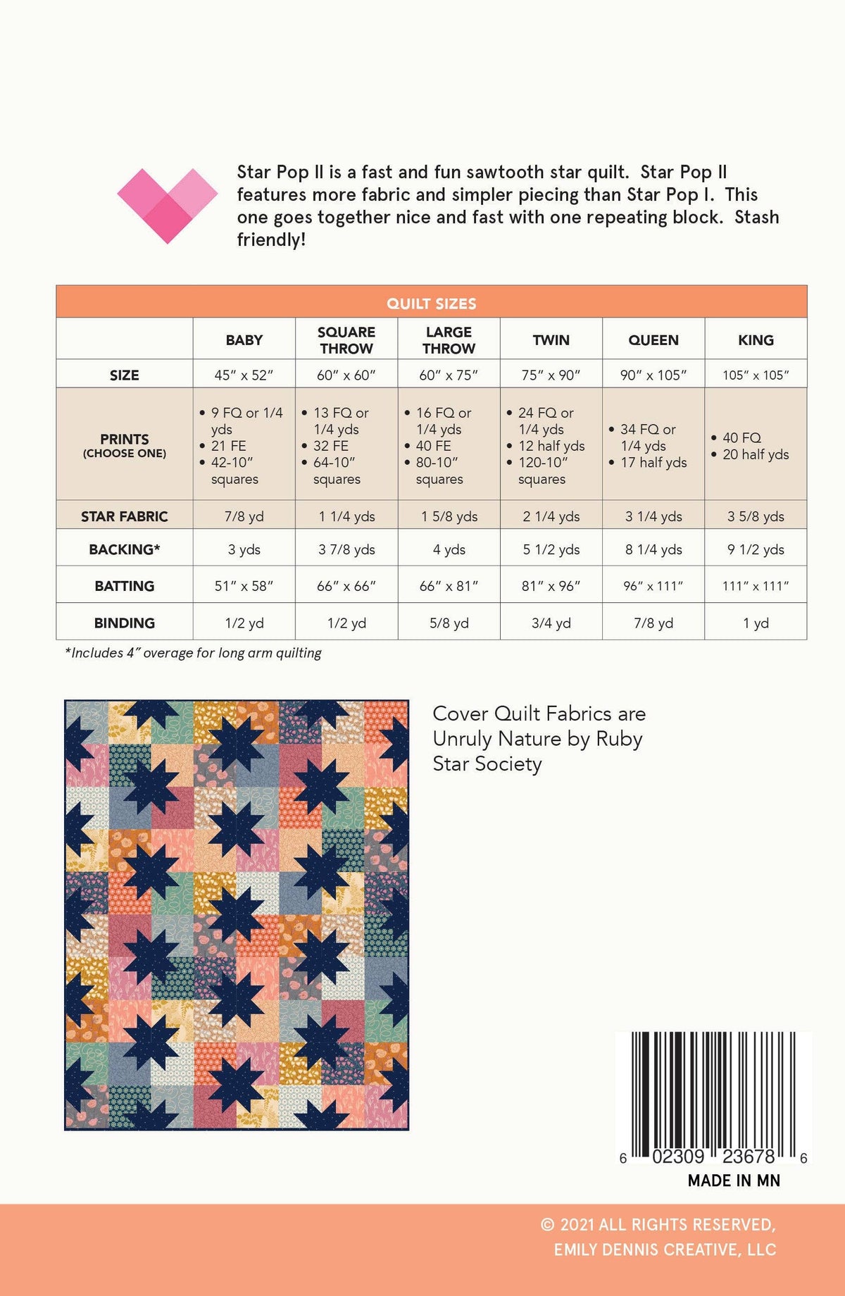Star Pop II Quilt Pattern-Printed booklet