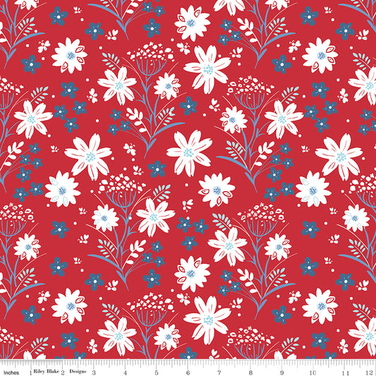 Firework Fields Floral - Red