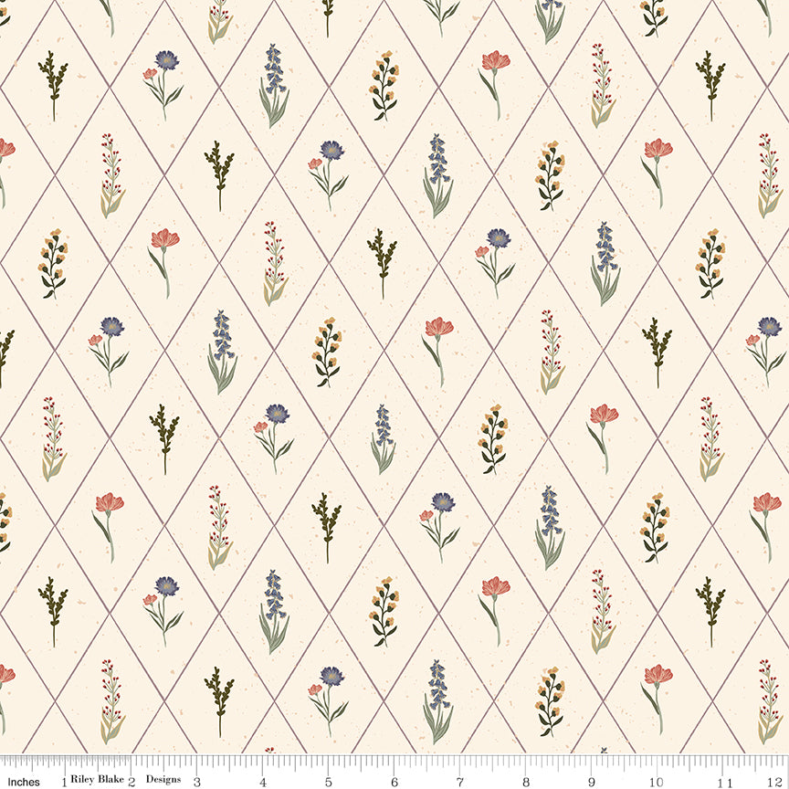 Hedgerow Haven Floral Argyle Cream