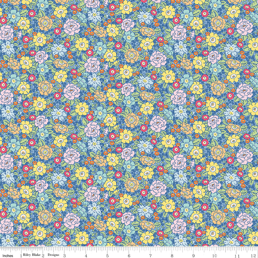 Traditional 30's Floral Blue