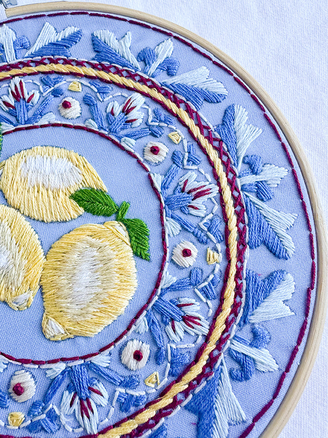 Amalfi Lemons Plate Embroidery Kit