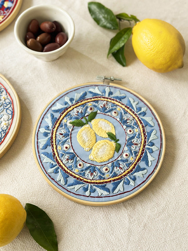 Amalfi Lemons Plate Embroidery Kit