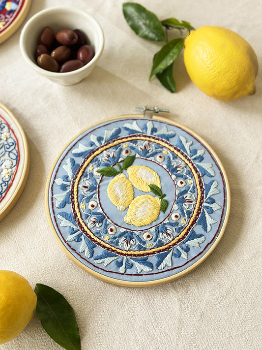 Amalfi Lemons Plate Embroidery Kit