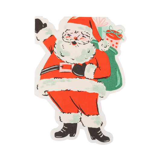 HLY1338 - Vintage Santa Shaped Paper Napkins