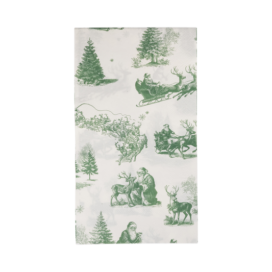 WTL1339 - Green Christmas Toile Paper Dinner Napkins