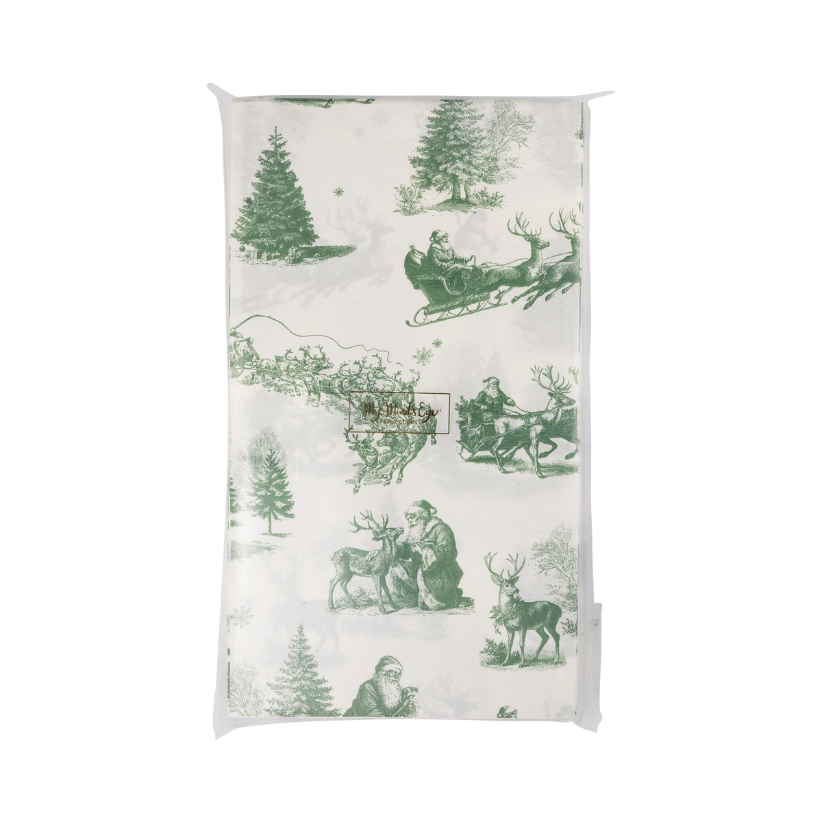 WTL1339 - Green Christmas Toile Paper Dinner Napkins