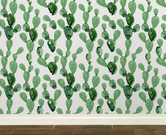 Watercolor Cactus Peel and Stick Wallpaper Cacti removable wallpaper rolls baby nursery arizona baby cactus wall art reusable wallpaper