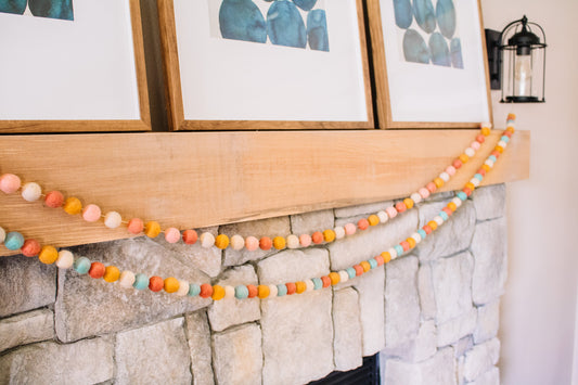 Rainbow Fall garland felt ball garland DIY craft kit DIY felt balls fall home decor fall decorations colorful garlands