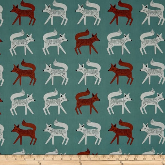 sneaky-little-foxes-fox-fabric-fabric-by-the-yard-foxes-fabric-woodland-fabric-fox-nursery-fox-quilt-quilting-cotton-forest-animals