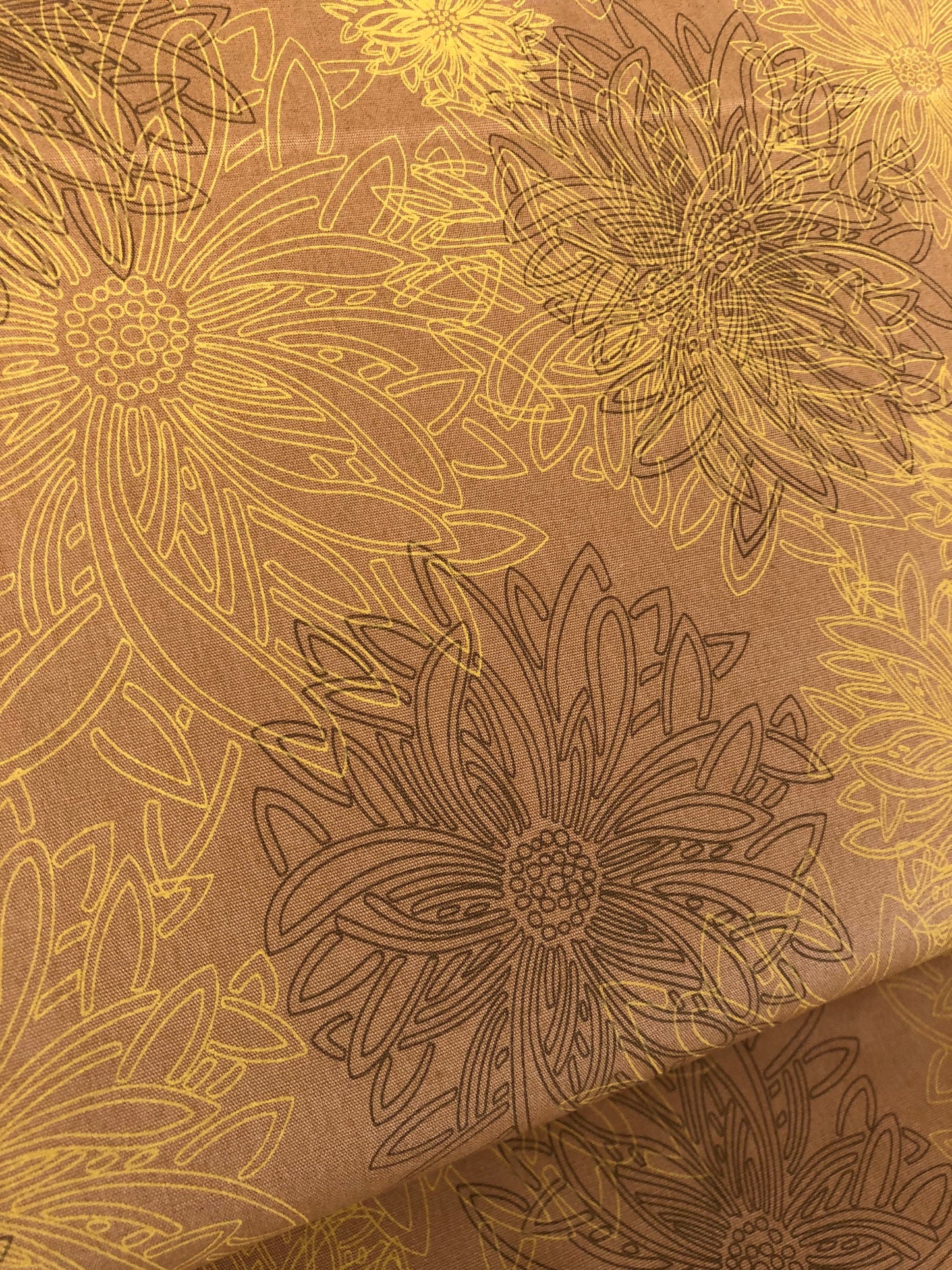 honey-mustard-sunflower-fabric-bonnie-christine-art-gallery-cotton