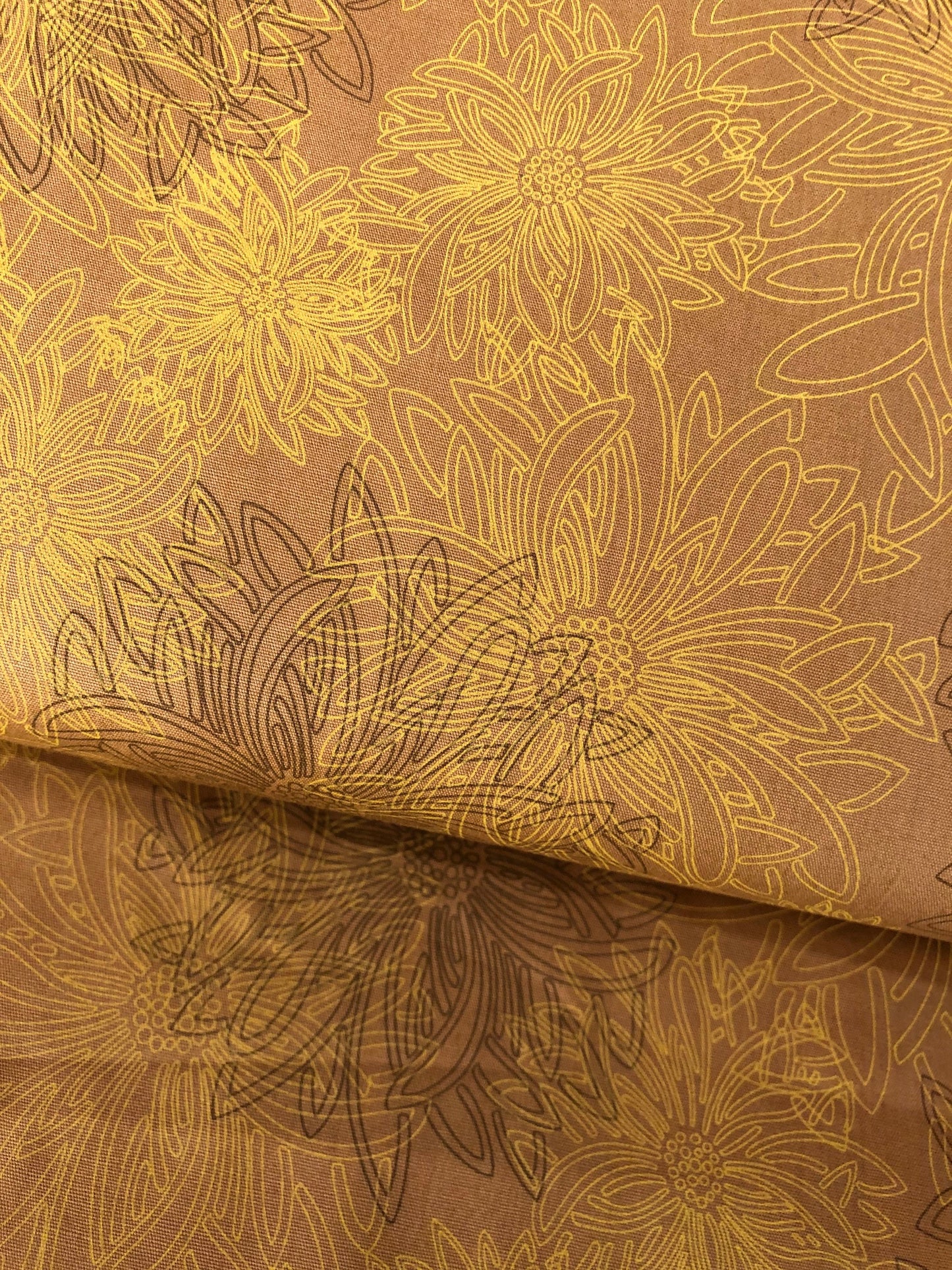 honey-mustard-sunflower-fabric-bonnie-christine-art-gallery-cotton