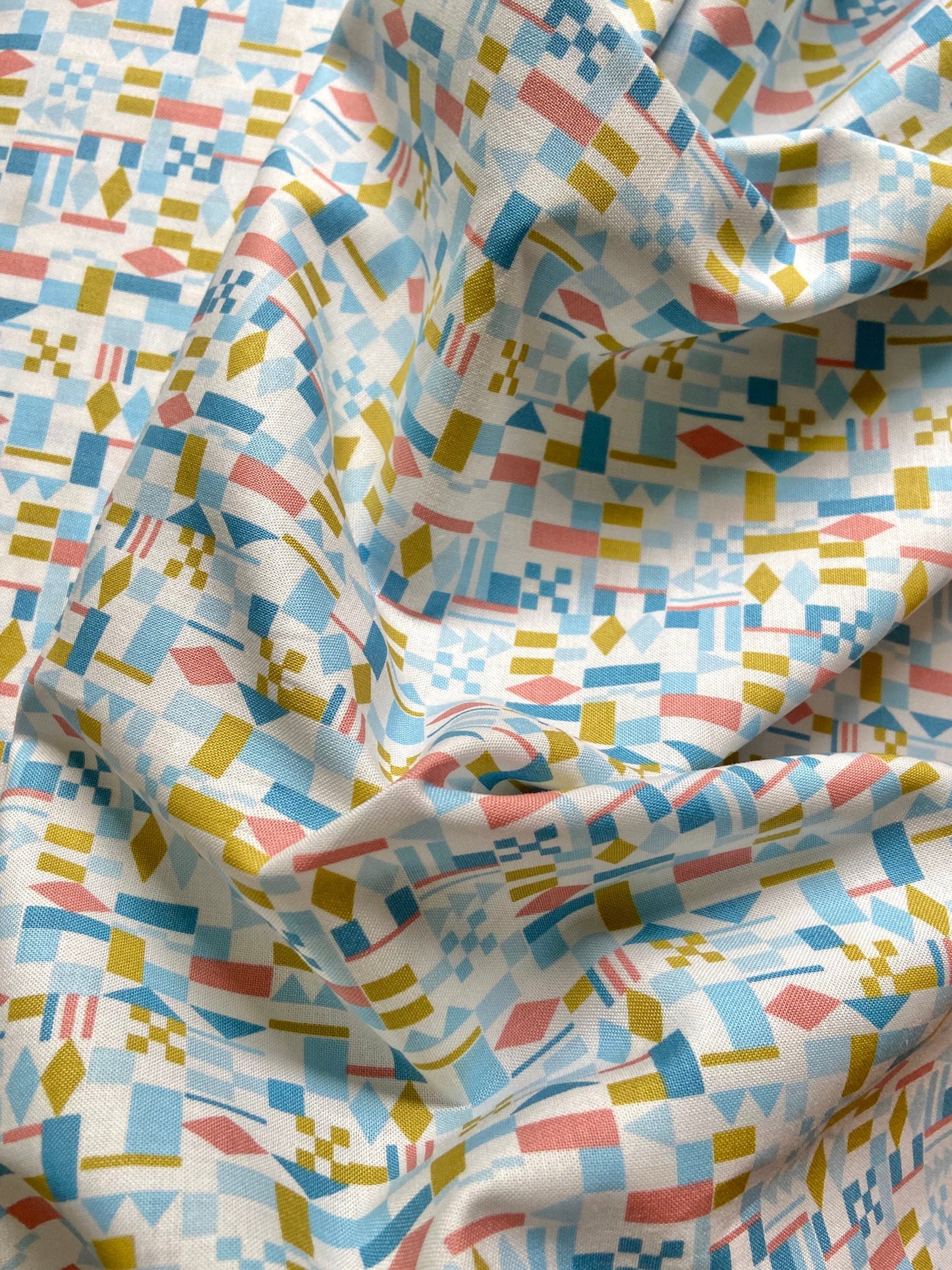 geometric-quilting-cotton-fabric-blue-pink-mustard-figo-rollakan