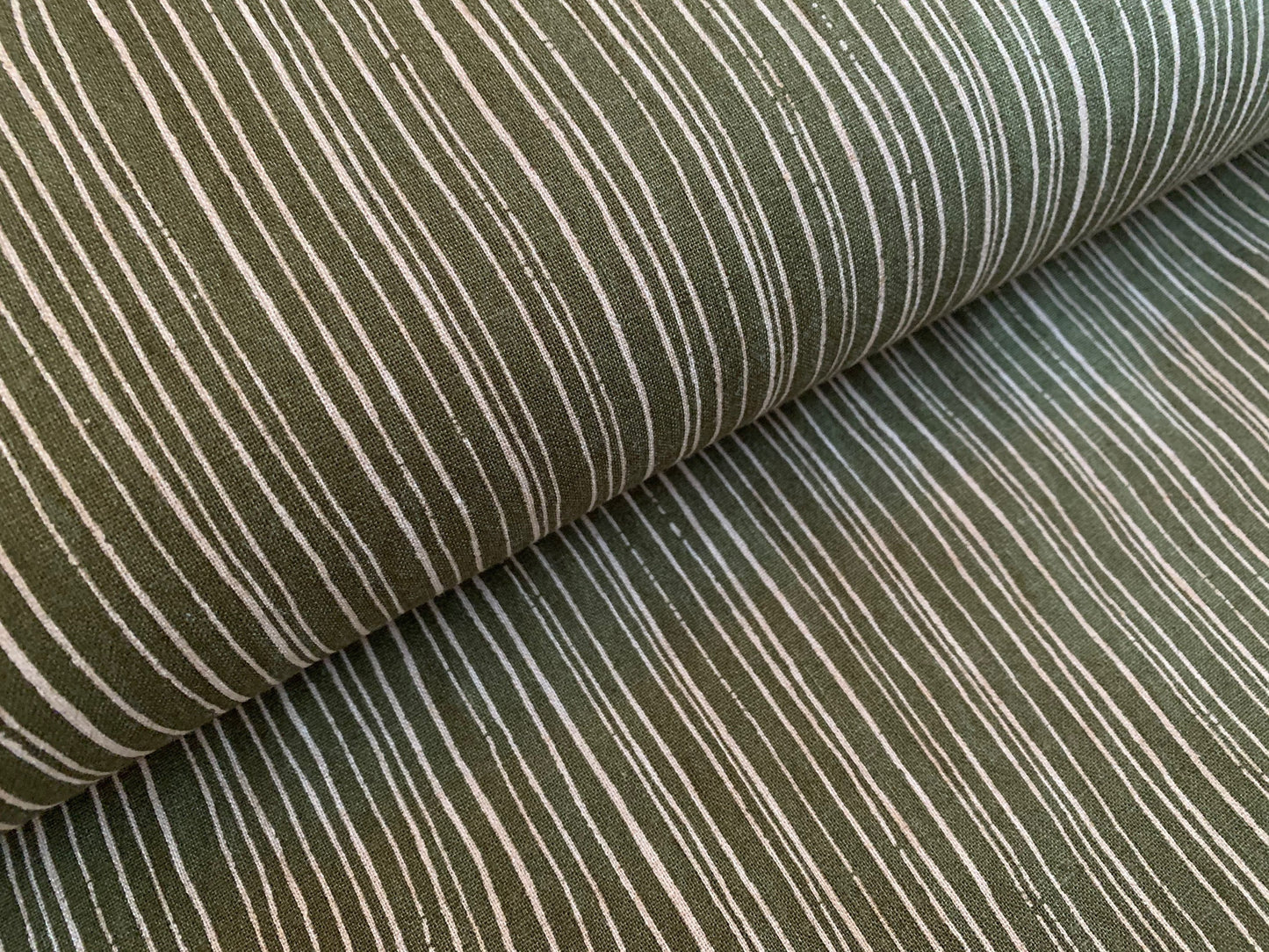 Green Stripes Linen Canvas