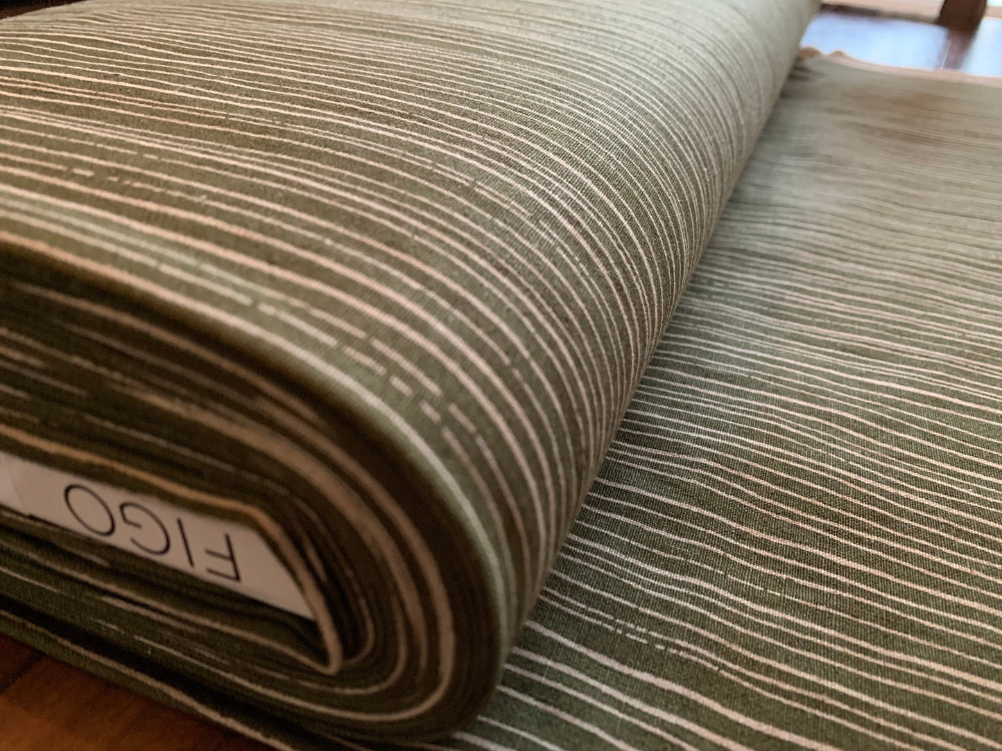 Green Stripes Linen Canvas
