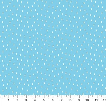 Simple Pleasures sky blue rain cotton fabric by the yard, fat quarter, 1/2 yard dog blue rain blue spring fabric raindrops 90313-42