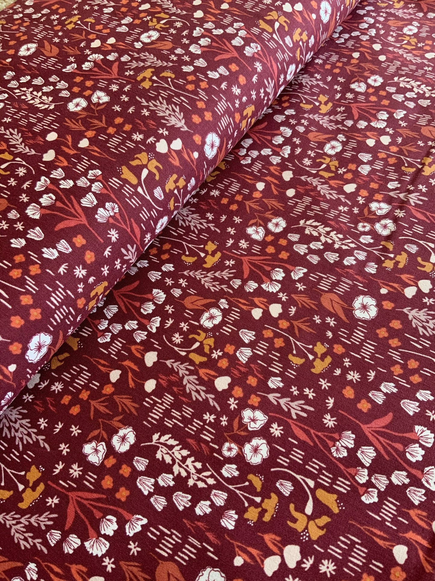 Deep rose floral fabric mini floral fabric HJ201-DR2 Dear Isla - Meadow - Deep Rose Fabric