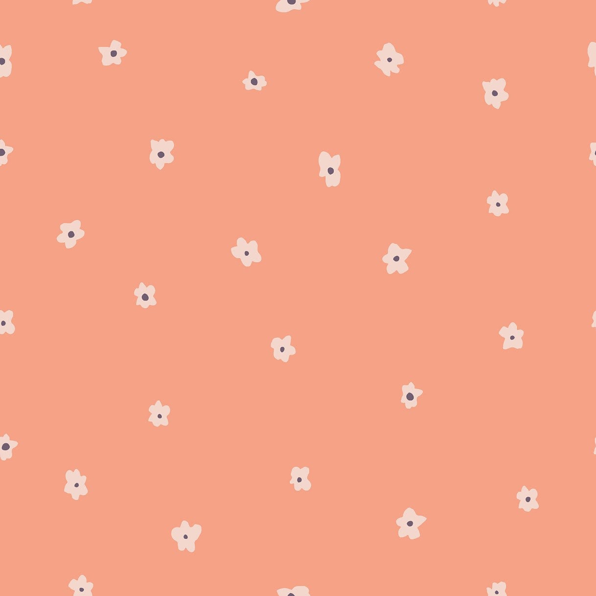 peach-floral-fabric-mini-posies-print-100-cotton