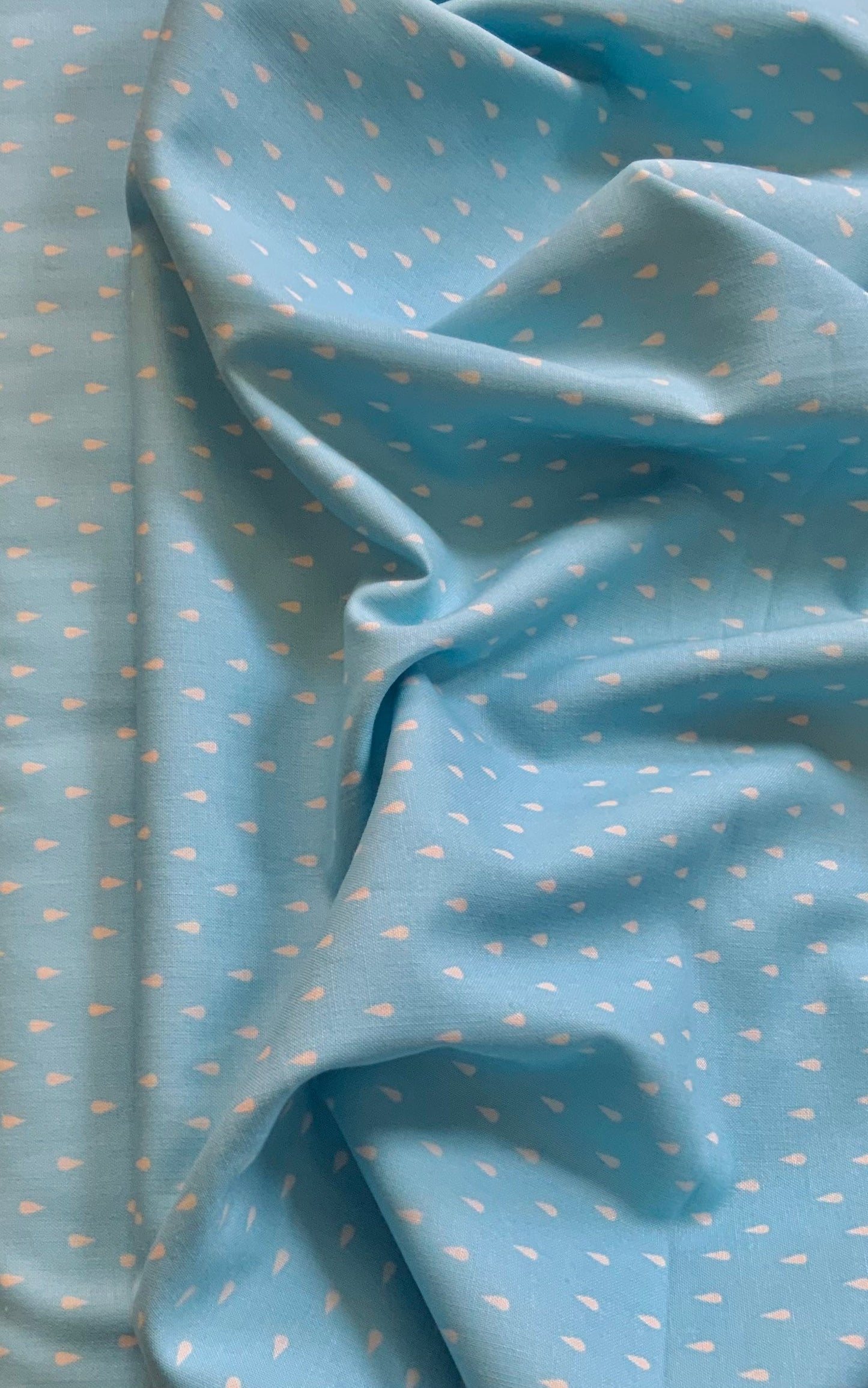 Simple Pleasures sky blue rain cotton fabric by the yard, fat quarter, 1/2 yard dog blue rain blue spring fabric raindrops 90313-42