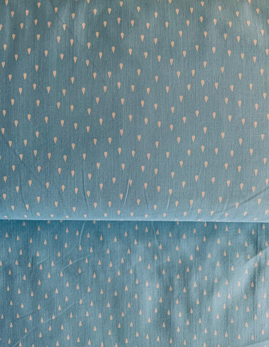 Simple Pleasures sky blue rain cotton fabric by the yard, fat quarter, 1/2 yard dog blue rain blue spring fabric raindrops 90313-42